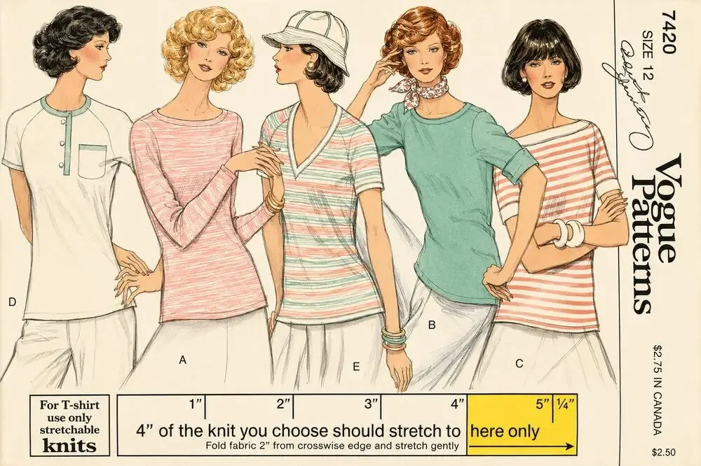 VOGUE 9420 Pattern MISSES SIZE 12 Loose Fitting Pullover T-SHIRT TOP Uncut
